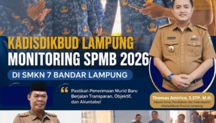 Kadisdikbud Lampung Monitoring Pelaksanaan SPMB 2026 di SMKN 7 Bandar Lampung