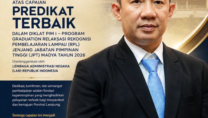 Sekdaprov Marindo Kurniawan Raih Predikat Terbaik Diklat PIM I, Sebuah Capaian yang Bermakna bagi Penguatan Pemerintahan Lampung