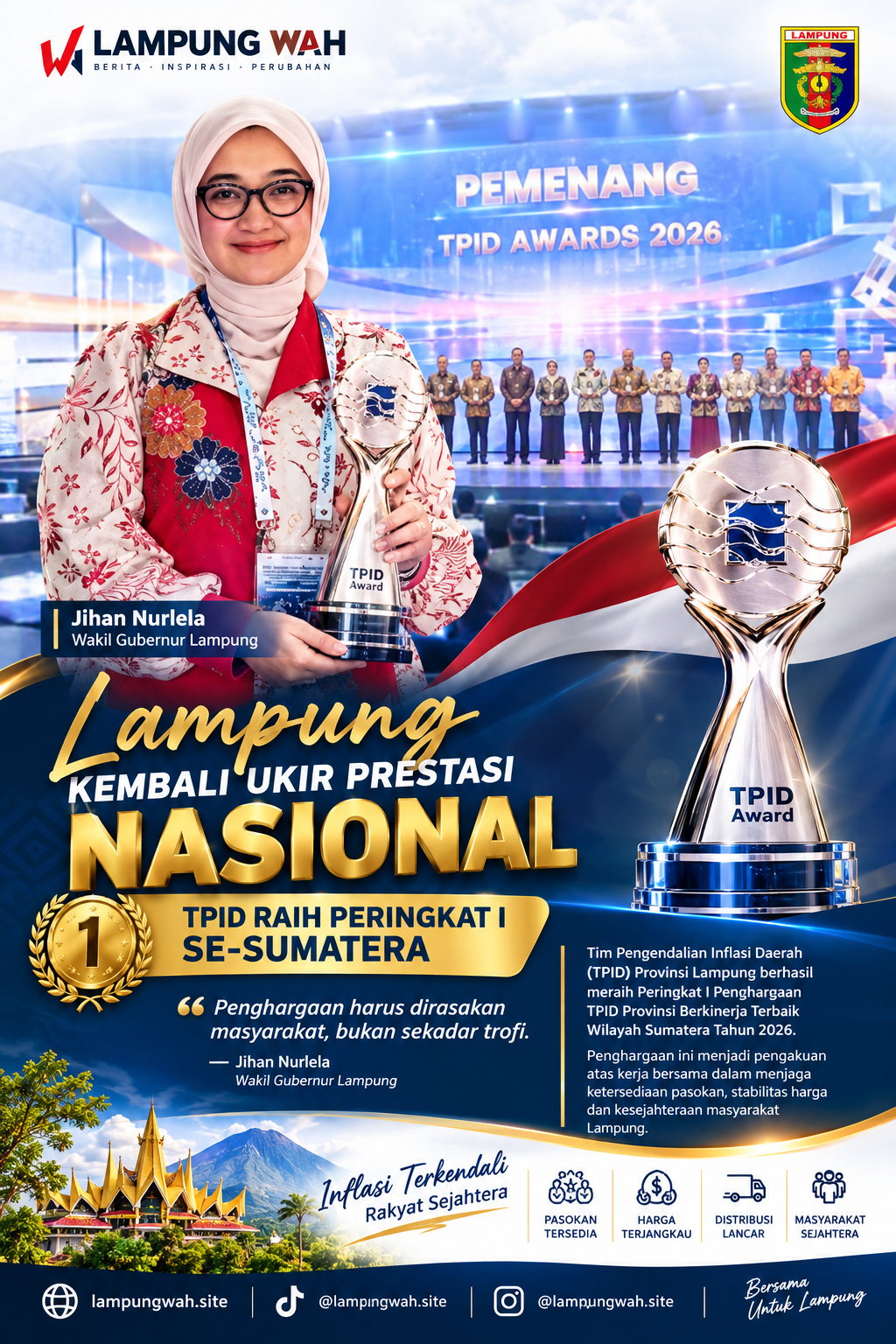 Lampung Kembali Ukir Prestasi Nasional, TPID Raih Peringkat I se-Sumatera: Jihan Nurlela Tegaskan Penghargaan Harus Dirasakan Masyarakat