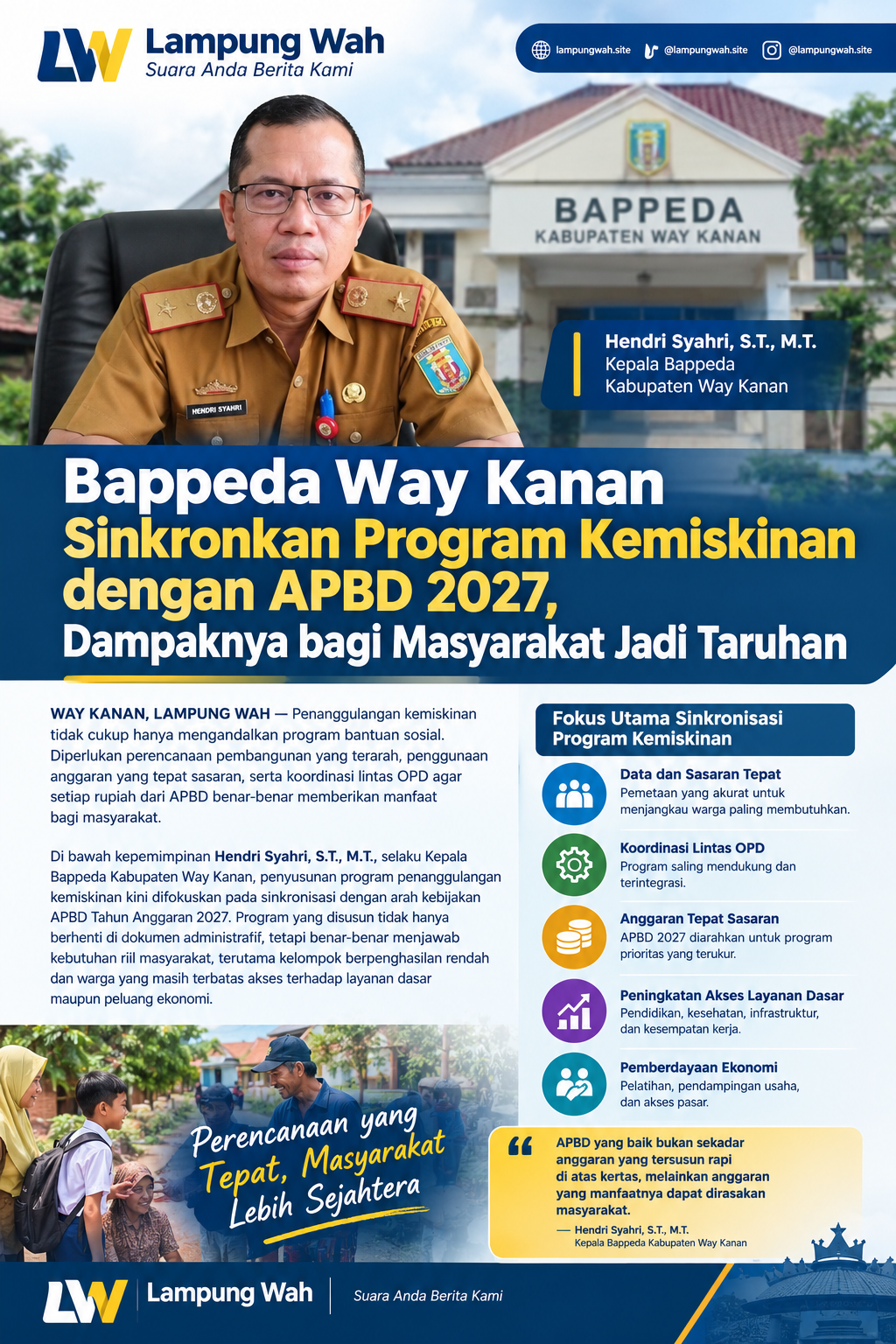 Bappeda Way Kanan Sinkronkan Program Kemiskinan dengan APBD 2027, Dampaknya bagi Masyarakat Jadi Taruhan
