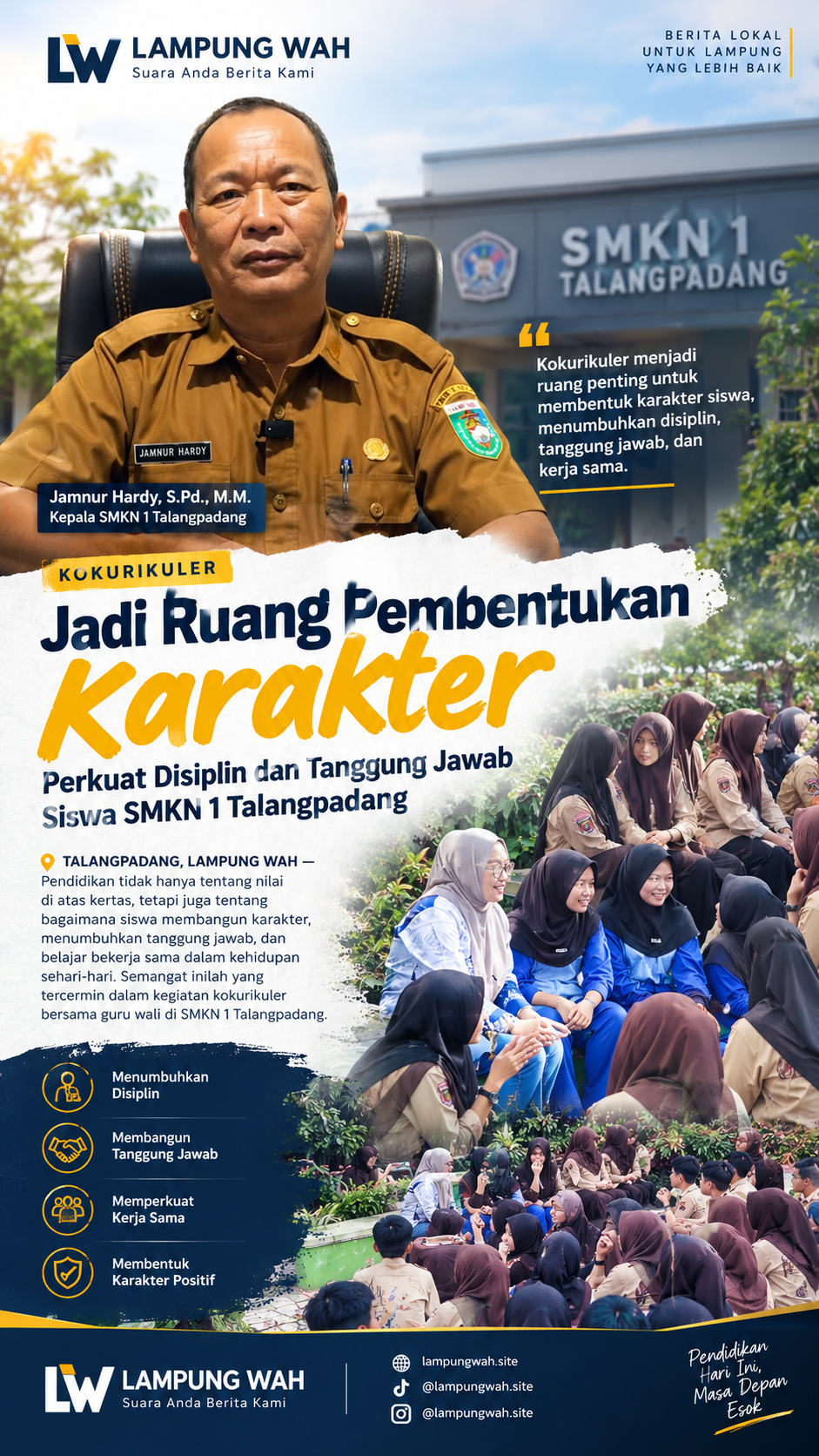 Kokurikuler Jadi Ruang Pembentukan Karakter, Perkuat Disiplin dan Tanggung Jawab Siswa SMKN 1 Talangpadang